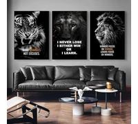 Baibexing Black And White Lion Tiger Inspirational Quotes Posters And Prints Canvas Paintings Wall Art Pictures For Living Room Decor 21X30Cmx3Pcs Unframed