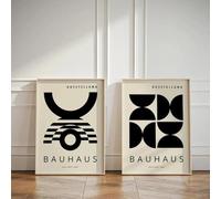 Baibexing Black & Beige Bauhaus Canvas Prints Mid-Century Modern Bauhaus Geometric Wall Art Posters For Living Room Bedrooms Home Decor 30X40Cmx2Pcs Unframed