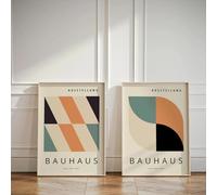 Baibexing Black & Orange Bauhaus Canvas Prints Mid-Century Modern Bauhaus Geometric Wall Art Posters For Living Room Bedrooms Home Decor 30X40Cmx2Pcs Unframed