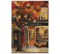 Baibexing Bookstore Art Print, Cozy Bookshop Illustration, Library Wall Decor, Gift For Book Lover, Reading Nook Poster, Home Office Liter A3 21X30Cm Unframed