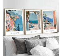 Baibexing Capri Positano Amalfi Poster Positano Coast Italian Travel Print Canvas Paintings Wall Art Picture For Living Room Home Decor 30X40Cmx3Pcs Unframed
