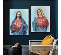 Baibexing Catholic Christian Vintage Jesus Christ Virgin Mary Wall Art Poster And Print Canvas Painting For Living Room Home Decor 30X40Cmx2Pcs Unframed