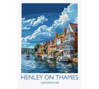 Baibexing Coastal City Henley On Thames Tourism Landscape Retro Posters Prints Canvas Painting Wall Art Picture Living Room Home Decor A13 50X70Cm Unframed