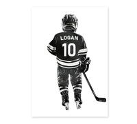 Baibexing Custom Ice Hockey Canvas Prints, Personalized Ice Hockey Posters, Boys Room Decoration, Hockey For Him, Wall Decoration 50X70Cm Unframed