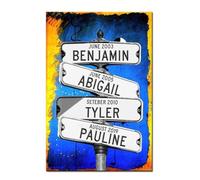 Baibexing Customized Names Dates Personalized Intersection Street Sign Canvas Painting Family Poster Prints Wall Art Picture Home Decor A2 30X40Cm Unframed