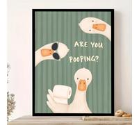 Baibexing Cute Funny Duck And Text Are You Pooping Wall Art Print Canvas Painting Poster Picture For Bathroom Home Decor 21X30Cm Unframed