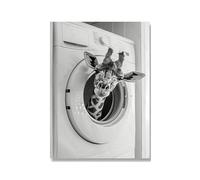 Baibexing Cute Giraffe In Washing Machine Poster Laundry Room Decor Picture Funny Laundry Wall Art Utility Room Print Canvas Painting 21X30Cm Unframed
