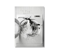 Baibexing Cute Penguin Tiger In Washing Machine Poster Laundry Room Decor Picture Funny Laundry Wall Art Utility Room Print Canvas Painting 21X30Cm Unframed