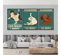 Baibexing Funny Cat Dog, I Do What I Want, Funny Toilet Poster, Wall Art Poster Prints Canvas Painting Bathroom Home Decoration 50X70Cmx3Pcs Unframed