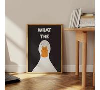 Baibexing Funny Cute Animal What The Duck Posters Print Wall Art Picture Canvas Painting For Bathroom Bedroom Dorm Decor A1 21X30Cm Unframed
