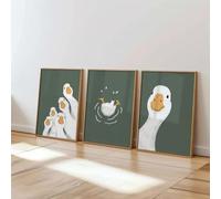 Baibexing Funny Cute Duck Animal Bathroom Nursery Art Poster Prints Canvas Painting Wall Picture For Living Room Home Decor 21X30Cmx3Pcs Unframed