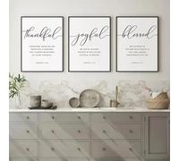 Baibexing Hebrews 12:28 Thankful Joyful Blessed Bible Verse Scripture Wall Art Canvas Painting Posters For Living Room Home Decor 40X60Cmx3Pcs Unframed