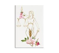 Baibexing Law Firm Logo Quote Poster, Attorney Symbol, Flower Lady Justice Gavel Lawyer Justice Scales Prayer Canvas Painting Wall Art Picture A3 40X50Cm Unframed