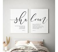 Baibexing Modern Christian Black And White Shalom Bible Verse Scripture Church Wall Art Canvas Painting Posters For Living Room Home Decor 40X60Cmx2Pcs Unframed