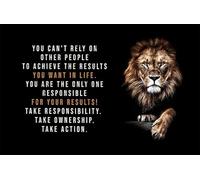 Baibexing Motivational Lion Canvas Painting Focus On Winning Success Wall Art Prints Animal Motivational Poster Entrepreneur Office Decor A8 60X90Cm Unframed