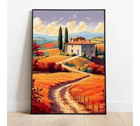 Baibexing Travel Tuscany Italy Print Beautiful Scenic House Poster Colorful Countryside Landscape Canvas Painting Modern Office Decor A4 30X40Cm Sin Marco