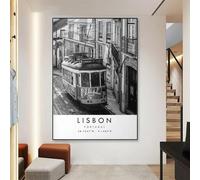 Baibexing Vintage City Lisbon Travel Print Lisbon Poster Wall Art Minimalist Photography Picture Of Lisbon Portugal Canvas Painting Decor 40X50Cm Unframed