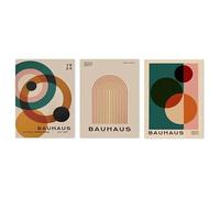 Baibexing Vintage Geometric Bauhaus Trendy Lines Half Circle Canvas Painting Poster And Prints Wall Art Picture For Living Room Home Decor 50X70Cmx3Pcs Unframed
