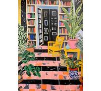 Baibexing Vintage Library Book Shop Lovers Reading Antique Watercolor Poster Print Wall Art Pictures Canvas Painting Room Home Decor A3 30X40Cm Unframed