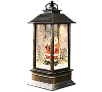 BAIBOS Water Filled Swirling Glitter Lantern Battery Operated LED Christmas Light Nativity Snowing Spinning Xmas Home Snow Globe Decoration Rectangle Santa Scene (Color : Santa)