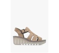 Baic Taupe Suede Lattice Wedge Sandals - Taupe Suede / 40