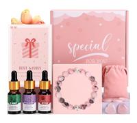 BaiCai Anti-Anxiety Bracelet For Women,Birthday Gifts For Women Relax Pamper Gifts For Mum Relaxation Gift For Her Sleep Well Gift,Lava Rock Bracelet With Essential oil,Healing Crystals,Card,Gift Box