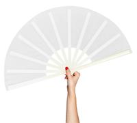 BAICFQUK Rave Fan Large Folding Fan-Hand Fan Clacking Fans for Line Dancing, Popping Fans foldable for Boots On The Ground Dance,Party,Outdoor,Decoration (white)