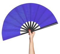 BAICFQUK Rave Fan Large Folding Fan-Hand Fan Clacking Fans for Line Dancing, Popping Fans foldable for Boots On The Ground Dance,Party,Outdoor,Decoration (blue)