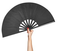 BAICFQUK Rave Fan Large Folding Hand Fan Clack Fans for Line Dancing, Big clap Fans foldable for Boots On The Ground Dance Raves (black)