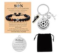 BaiDekun Pack of 2 Football Gifts for Boys, Key Fob Football Gifts with Boys Football Bracelet, Key Ring and Motivation Card for Football Boys 5 6 7 8 9 10 Years
