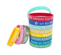 BaiDekun Pack of 36 Children's Motivational Bracelets in German Made of Durable Silicone with Motivational Sayings - Ideal as a Party Bag for School Birthday, First Day of School or School Cone