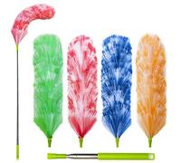 BAIDOON 4 Pack Washable Electrostatic Duster, Extendable Pole 25" to 55", Feather Duster for Cleaning - Attracts Dust Like a Magnet!