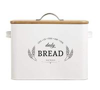 Baie Maison Extra Large White Farmhouse Bread Box for Kitchen Countertop - Breadbox Holder Fits 2+ Loaves - Bread Storage Container Bin - Rustic Bread Keeper Vintage Metal Kitchen Decor for Counter