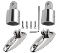 Baieasy Bimini Top Hardware, Deck Side Mounted Quick Release Hinges, Eye end caps,Boat Fittings Fits 1'' OD 316 Stainless Steel Heavy Dudy Parts for Canopy (2 Pair)