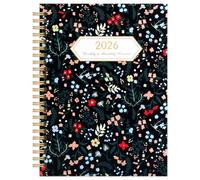 BAIEGOED Diary 2026 A5 Diary 2026 Week to View, Jan -Dec 2026 Full Year Calendar Planner With Back Pocket and Monthly Tabs, Double Line Binding, Floral Hardcover