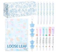BAIEGOED Pencil Case Set, 17 PCS Stationery Set for Girls with Floral Pencil Case Notebook A5 Pens Keychain Hairclip, Stationery Pouch Pencil Pouch for Women and Girls
