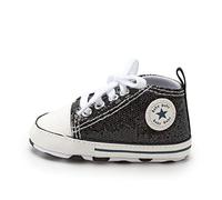 BAIELey walk in the clouds Baby Boys Girls Infant Canvas Sneakers High Top Lace up Bling Sequins Soft Sole Newborn First Walkers Shoe (Black 6-12_Months)