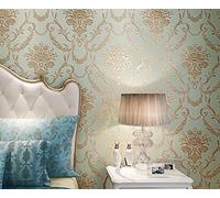 BaierSai 10x0.53m AB Vintage Luxury Gold Damask Stripes 2 Colors Embossed Textured Non-Woven Wallpaper Roll for Bedroom Livingroom 1.73' W x 32.8' L=5.3㎡ (57sq.ft)