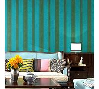 BaierSai 10X0.53M Vintage Blue American Country Stripes Textured Pure Paper Wallpaper Roll for Bedroom Livingroom 1.73' W x 32.8' L=5.3㎡ (57sq.ft)