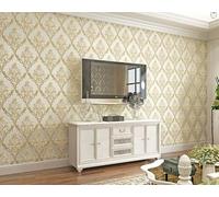 BaierSai 9.5X0.53m 2 Colors AB Blue Beige Damask Stripes Embossed Textured Non-Woven Wallpaper Murals Roll for Bedroom Livingroom 1.73' W x 31.2' L=5.035㎡ (54sq.ft) (A Damask Beige)