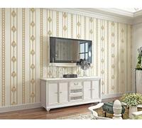 BaierSai 9.5X0.53m 2 Colors AB Blue Beige Damask Stripes Embossed Textured Non-Woven Wallpaper Murals Roll for Bedroom Livingroom 1.73' W x 31.2' L=5.035㎡ (54sq.ft) (B Stripes Beige)