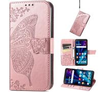 BaiFu Butterfly Case for Honor 600/600 Pro, PU Leather Magnetic Closure Roses Wallet Cover, Flower Pocket Compatible with Honor 600/600 Pro-01