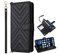 BaiFu Card Slots Wallet Case for Black view Wave 10, Quilted Purse Case with Wrist Strap, Magnetic Cover for Black view Wave 10-01