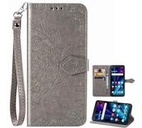 BaiFu Case for Black view Wave 8C/Wave8 with Card Holder, Wrist Strap, 3D Flower Embossed Women Pocket, Wallet Cover for Black view Wave 8C/Wave8-12
