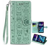 BaiFu Cat and dog Case for TCL K70 5G, Cartoon Case Wallet Magnetic Closure with card holder and Stand View for TCL K70 5G Phone Cover-05
