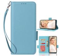 BaiFu Cover for Oppo A5, Card Slot, Kickstand, Magnetic Closure Wallet Case for Oppo A5-Light Blue