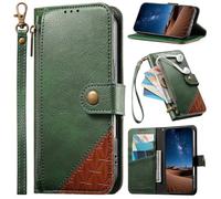 BaiFu for Leitz Phone 3 Case Flip PU Leather Wallet Book Magnetic Closure Kickstand Folio Card Holder Slots, Zipper Cover for Leitz Phone 3-Green