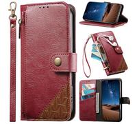 BaiFu for Leitz Phone 3 Case Flip PU Leather Wallet Book Magnetic Closure Kickstand Folio Card Holder Slots, Zipper Cover for Leitz Phone 3-Red