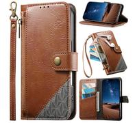 BaiFu for Leitz Phone 3 Case Flip PU Leather Wallet Book Magnetic Closure Kickstand Folio Card Holder Slots, Zipper Cover for Leitz Phone 3-Brown