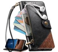 BaiFu for Nokia HMD Pulse Pro Case Flip PU Leather Wallet Book Magnetic Closure Kickstand Folio Card Holder Slots, Zipper Cover for Nokia HMD Pulse Pro-Black